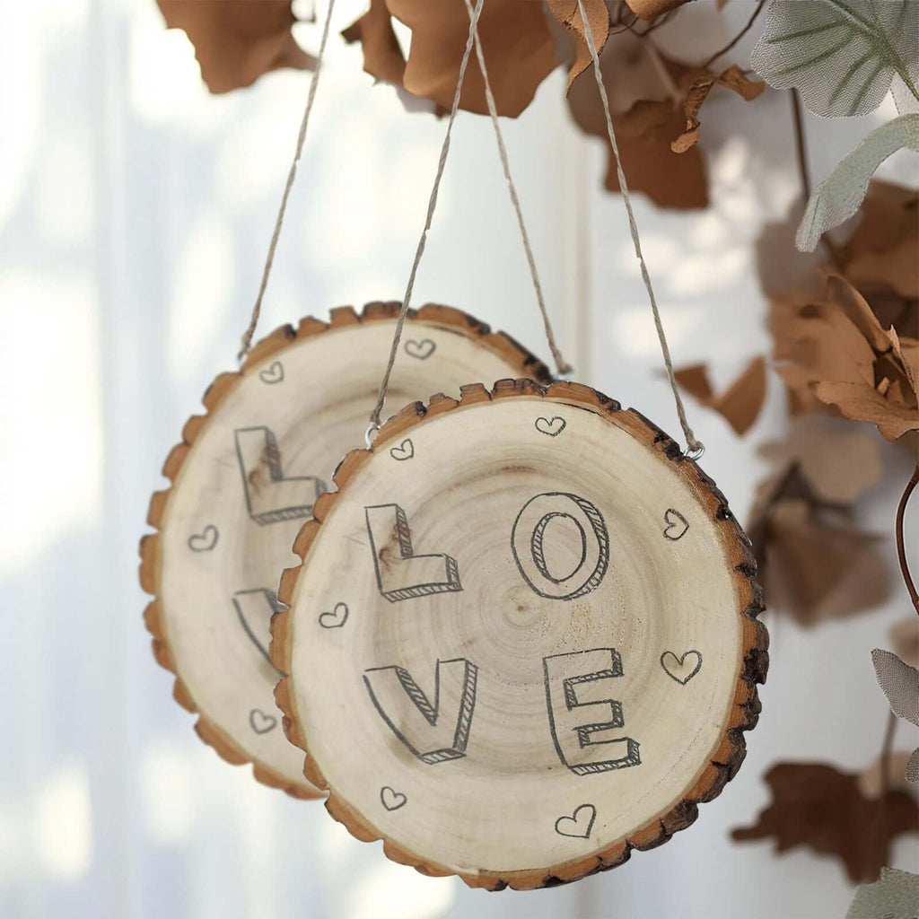 2 Pack 8" Dia Natural Blank Hanging DIY Wood Sign, Round Wood Plaques