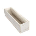 Whitewash Wood Planter Rectangular Box 24"x6"- Natural Decor with Removable Plastic Liner for Tables