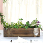Rustic Wood Planter Box Smoked Brown - Durable Event Decor with Removable Plastic Liner 24"x6"