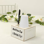 Rustic Wooden Solo Cup Holder Whitewashed with Black Marker - Farmhouse Party Dispenser Box 5.5" - Bell Racket Store