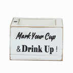 Rustic Wooden Solo Cup Holder Whitewashed with Black Marker - Farmhouse Party Dispenser Box 5.5" - Bell Racket Store