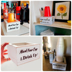 Rustic Wooden Solo Cup Holder Whitewashed with Black Marker - Farmhouse Party Dispenser Box 5.5" - Bell Racket Store