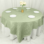 Taffeta 90"x90" Table Overlay Square Tablecloth Sage Green - Accordion Crinkle Table Cover
