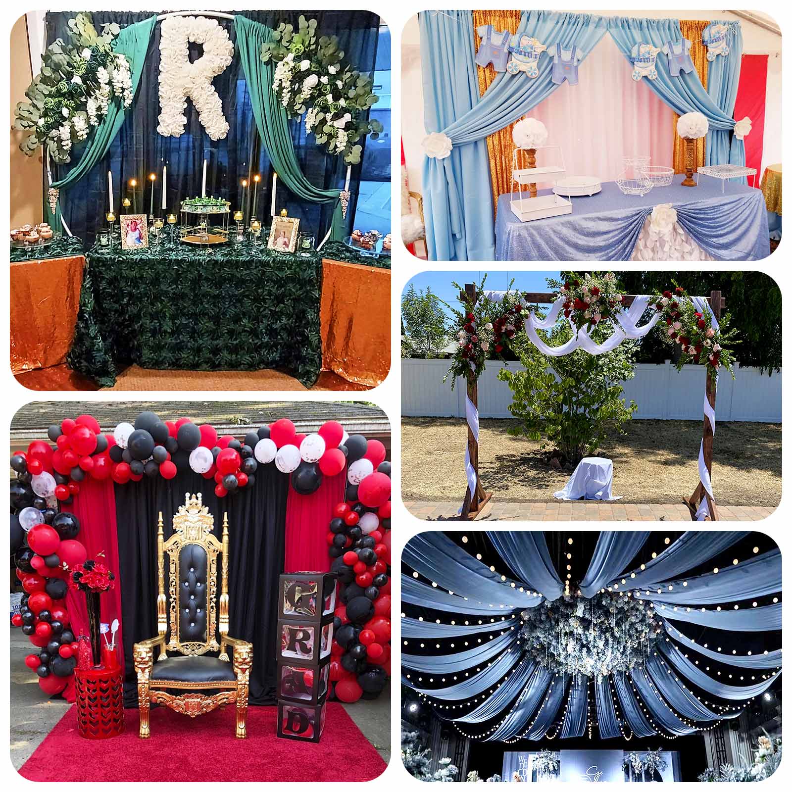 Sage Green 4 - Way Stretch Spandex Event Curtain Drapes, Wrinkle Free Backdrop Event Panel with Rod Pockets - 5ftx14ft - Bell Racket Store