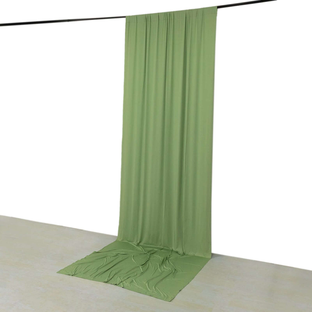 Sage Green 4 - Way Stretch Spandex Event Curtain Drapes, Wrinkle Free Backdrop Event Panel with Rod Pockets - 5ftx14ft - Bell Racket Store