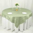Taffeta 72"x72" Table Overlay Square Tablecloth Sage Green - Accordion Crinkle Table Cover
