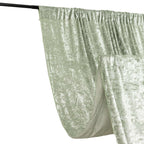 Sage Green Crushed Velvet Backdrop Curtain â€“ 5ft x 12ft Event Drape with Rod Pocket, Privacy Panel for Photo Booths & Events - Bell Racket Store