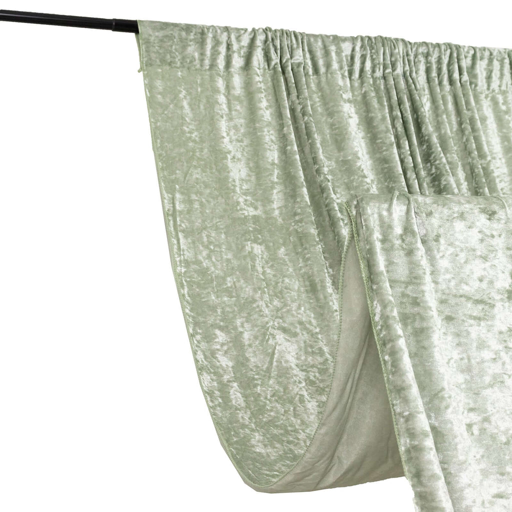 Sage Green Crushed Velvet Backdrop Curtain â€“ 5ft x 12ft Event Drape with Rod Pocket, Privacy Panel for Photo Booths & Events - Bell Racket Store