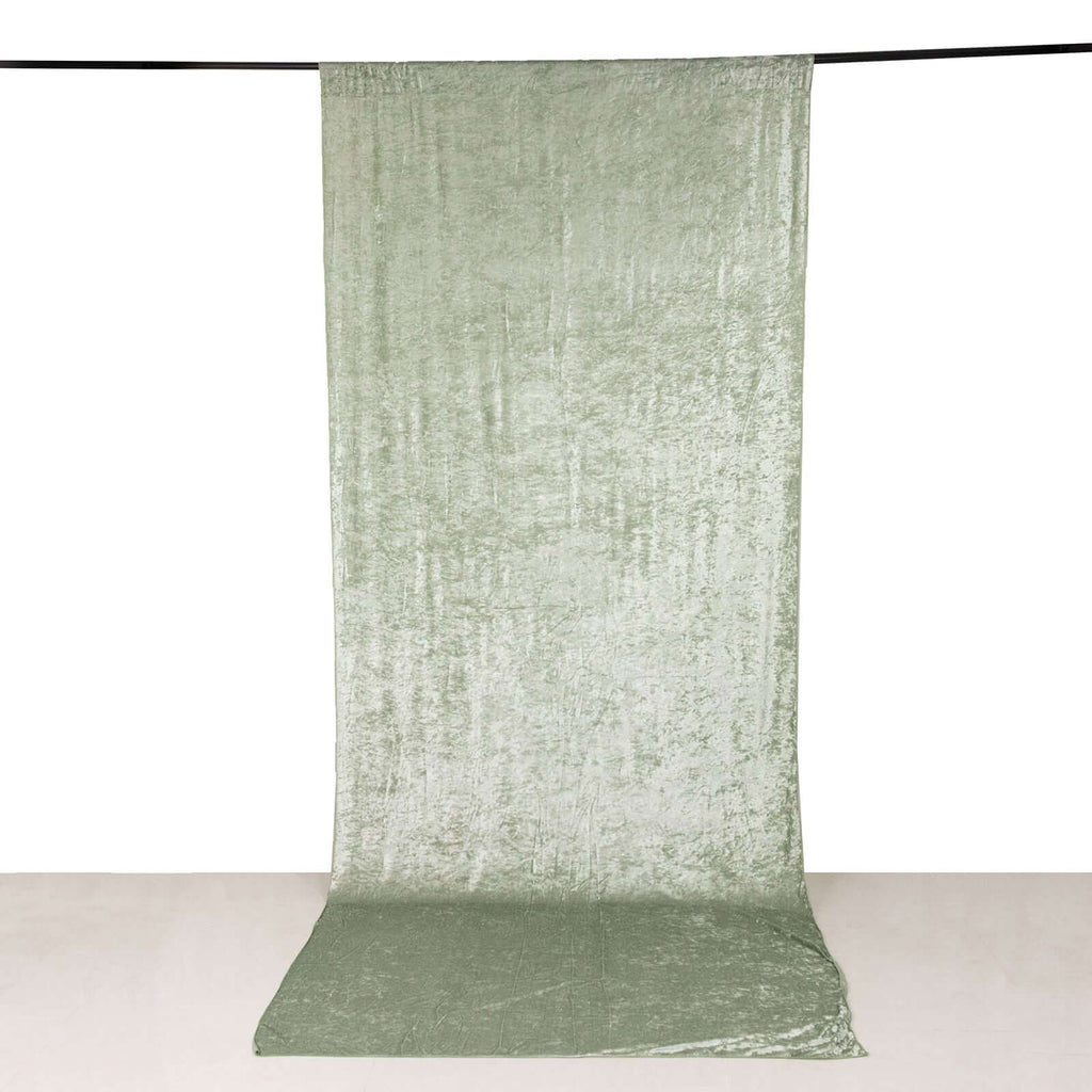Sage Green Crushed Velvet Backdrop Curtain â€“ 5ft x 12ft Event Drape with Rod Pocket, Privacy Panel for Photo Booths & Events - Bell Racket Store