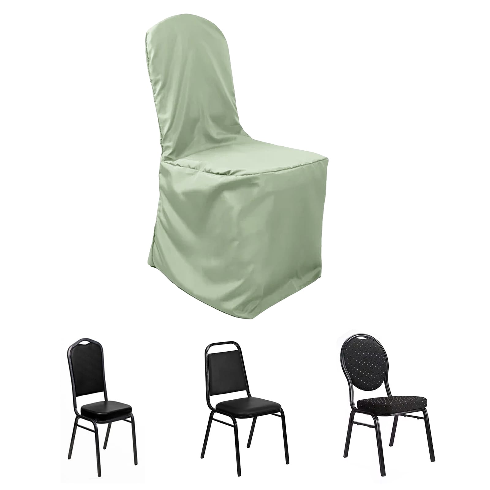 Polyester Slip On Banquet Chair Covers Sage Green - Stain-Resistant Reusable Durable Fabric