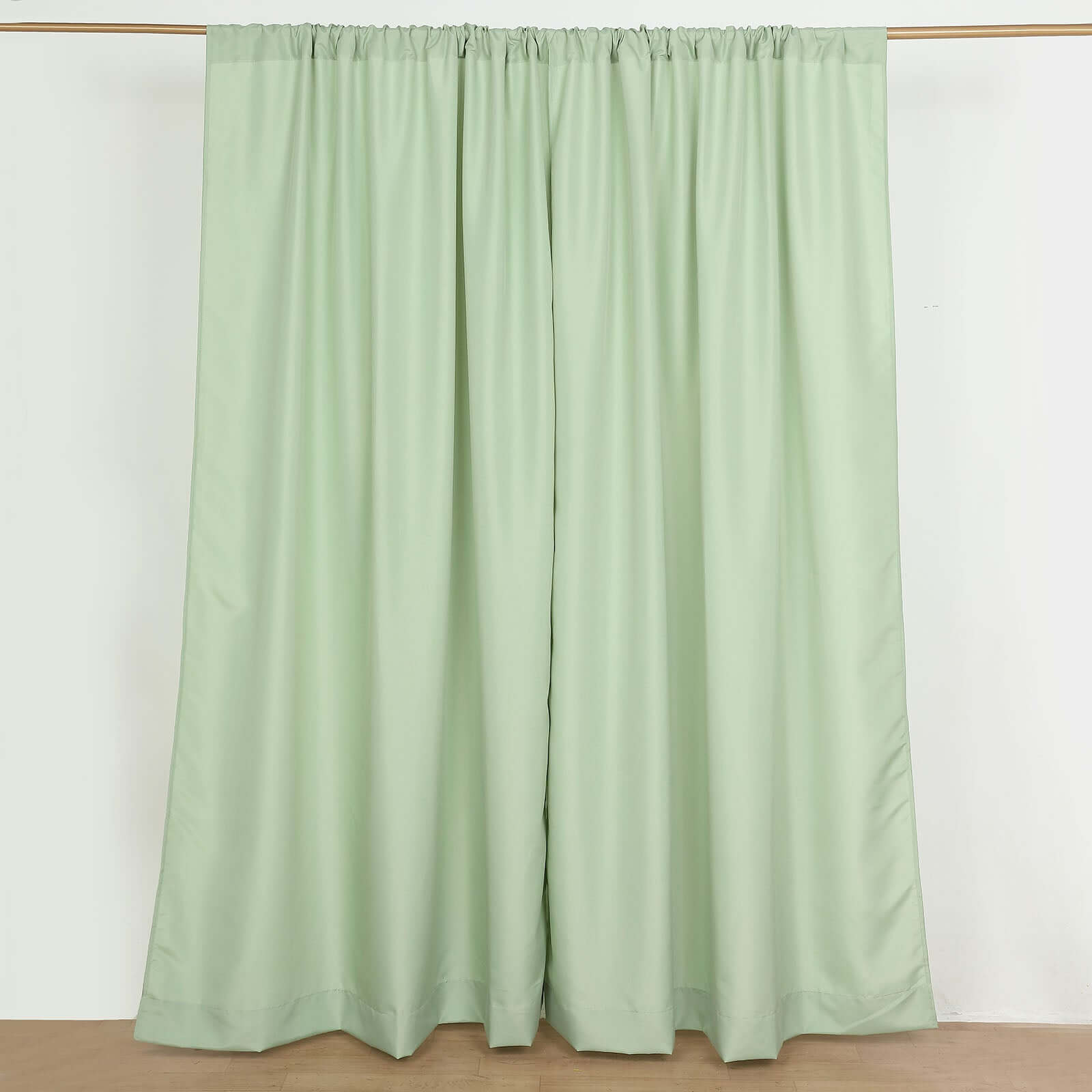 2 Pack Sage Green Polyester Event Curtain Drapes, 10ftx8ft Backdrop Event Panels With Rod Pockets 130 GSM