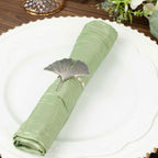 5 Pack Taffeta 20"x20" Napkins Sage Green - Accordion Crinkle Dinner Napkins