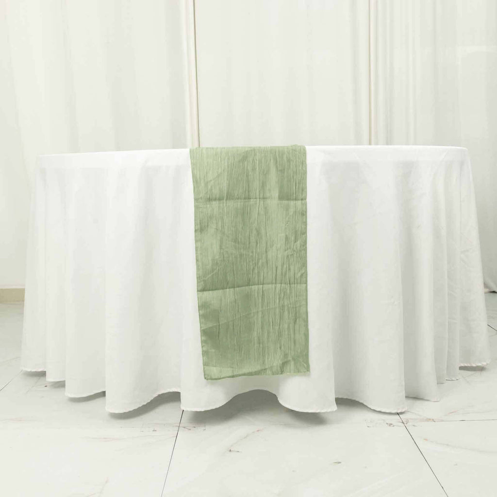 Taffeta 12"x108" Table Runner Sage Green - Accordion Crinkle Design