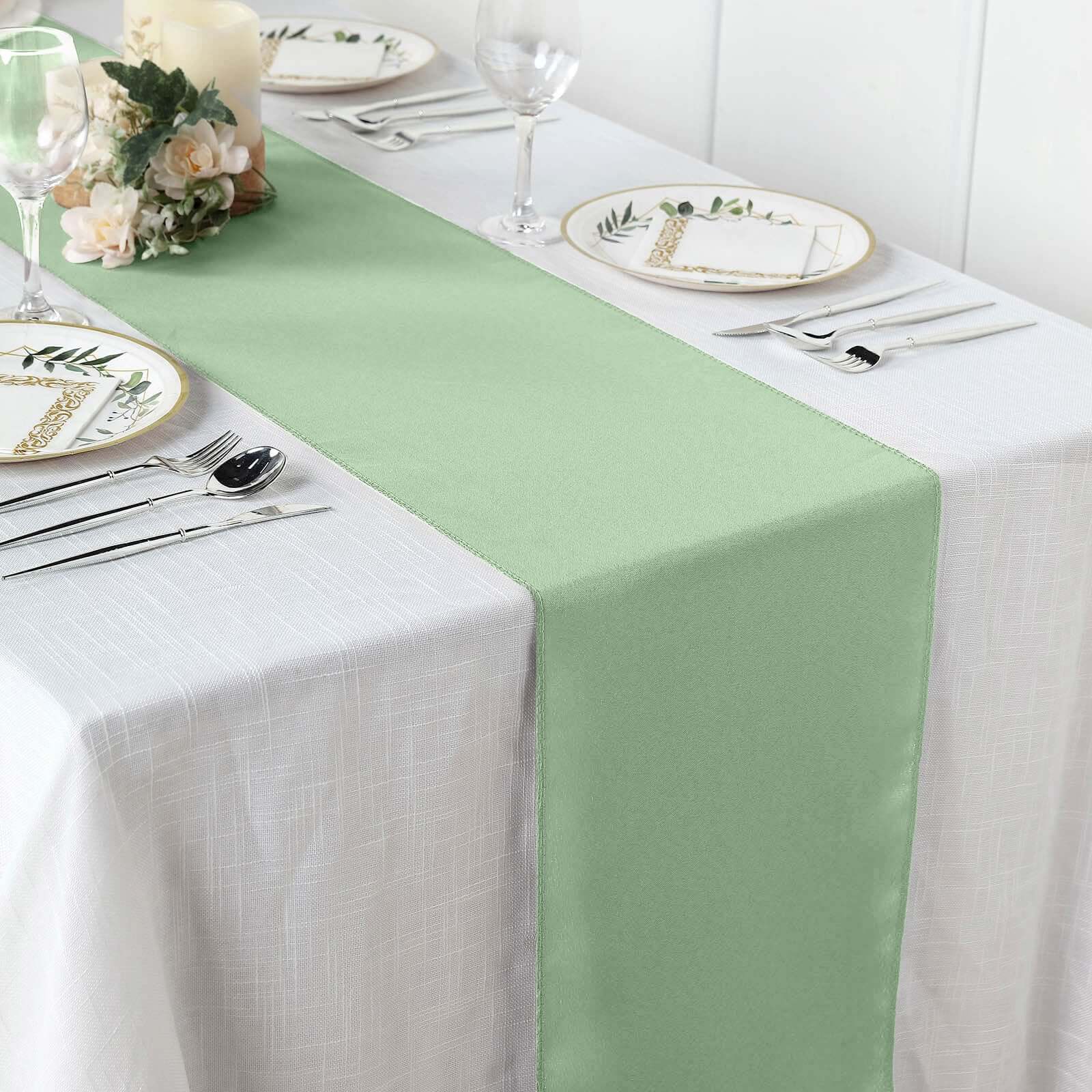 Polyester 12"x108" Table Runner Sage Green - Durable & Wrinkle-Resistant Table Decor