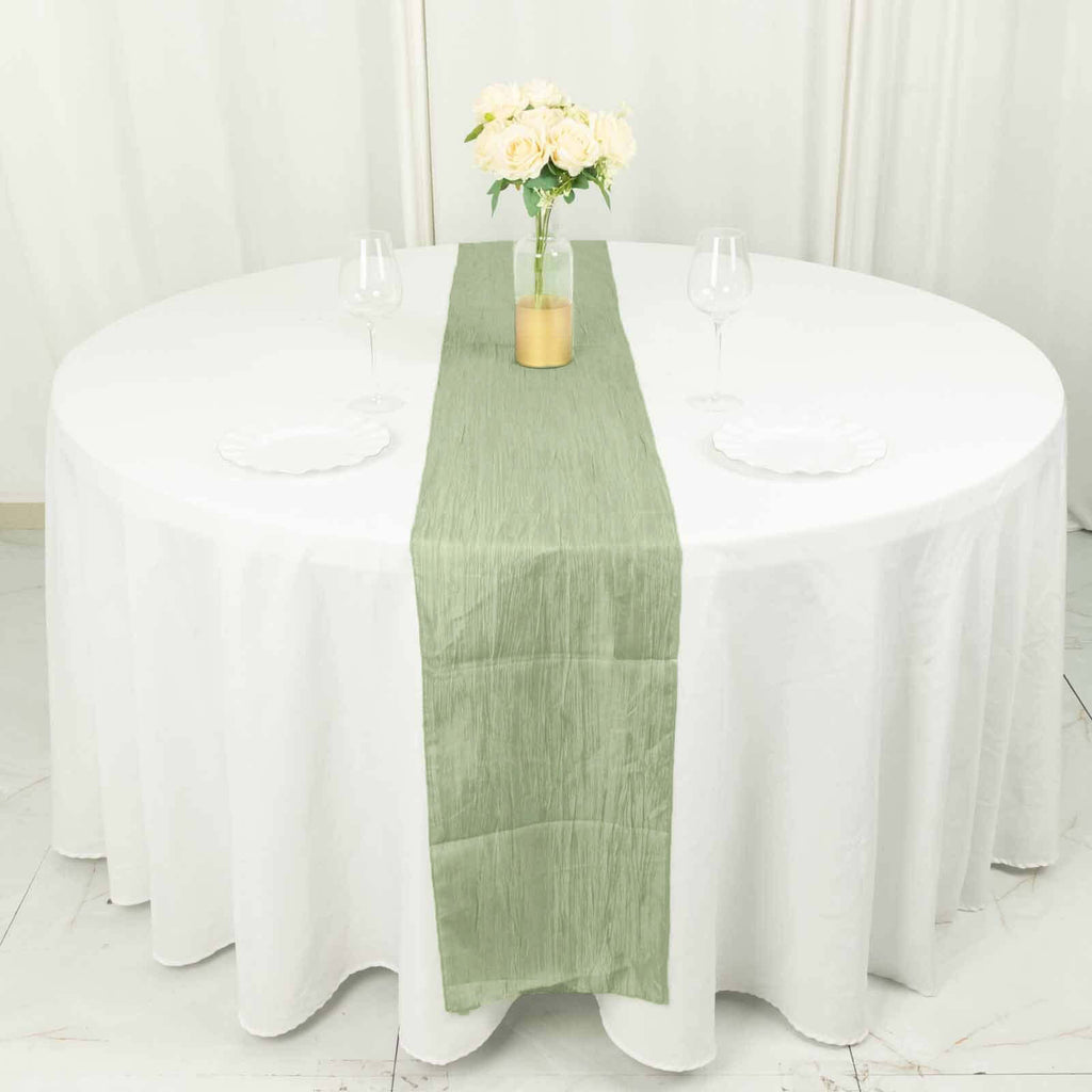 Taffeta 12"x108" Table Runner Sage Green - Accordion Crinkle Design