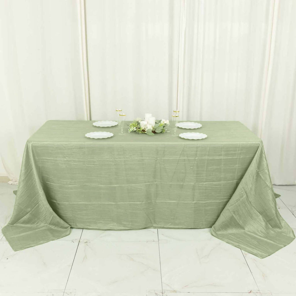 Taffeta 90"x132" Rectangle Tablecloth Sage Green - Seamless Accordion Crinkle Table Cover