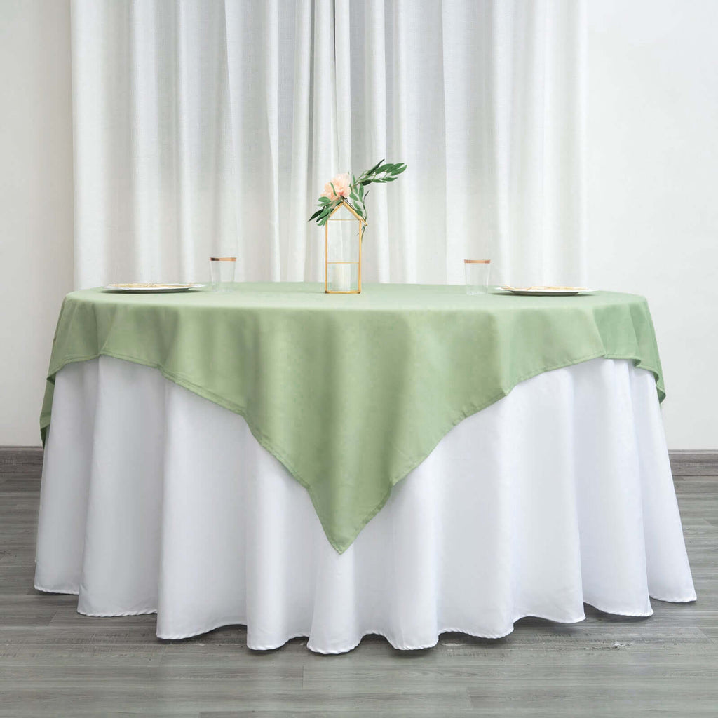 Polyester 70"x70" Table Overlay Square Tablecloth Sage Green - Wrinkle-Resistant & Durable Table Cover