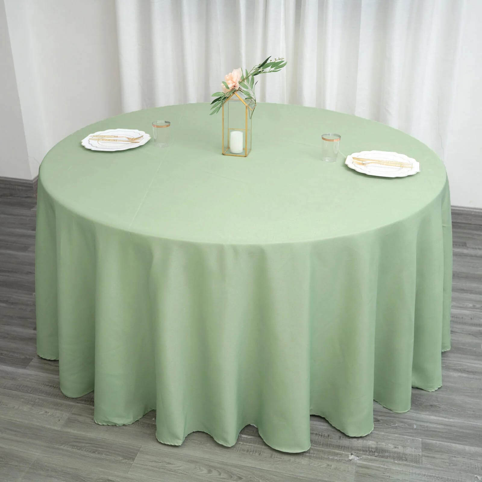 Polyester 132" Round Tablecloth Sage Green - Seamless Chic Table Cover