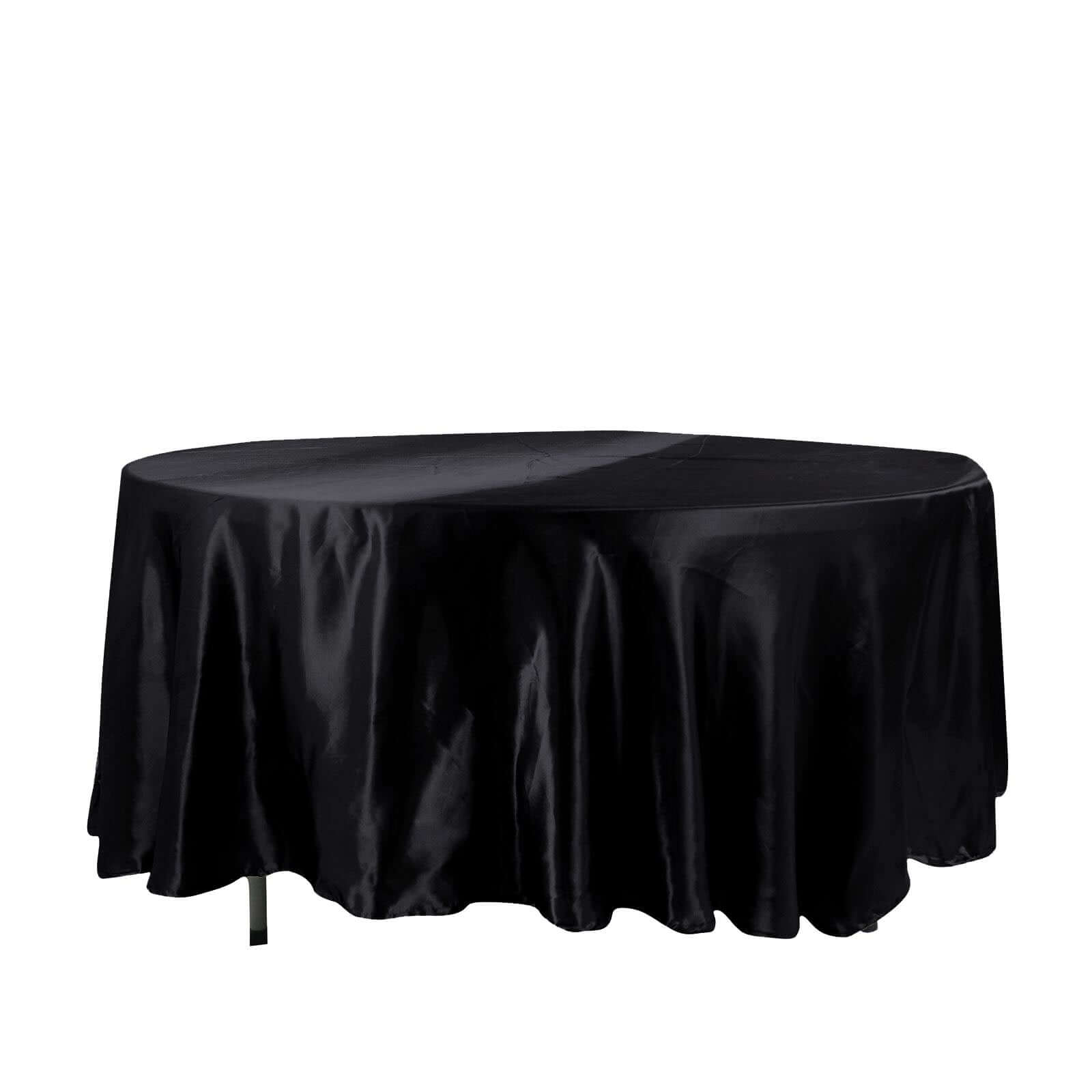 Satin 108" Round Tablecloth Black - Smooth and Lustrous Table Cover for Weddings & Events - NestOCart