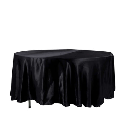 Satin 108" Round Tablecloth Black - Smooth and Lustrous Table Cover for Weddings & Events - NestOCart