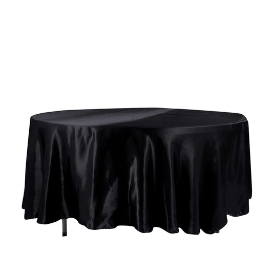 Satin 108" Round Tablecloth Black - Smooth and Lustrous Table Cover for Weddings & Events - NestOCart