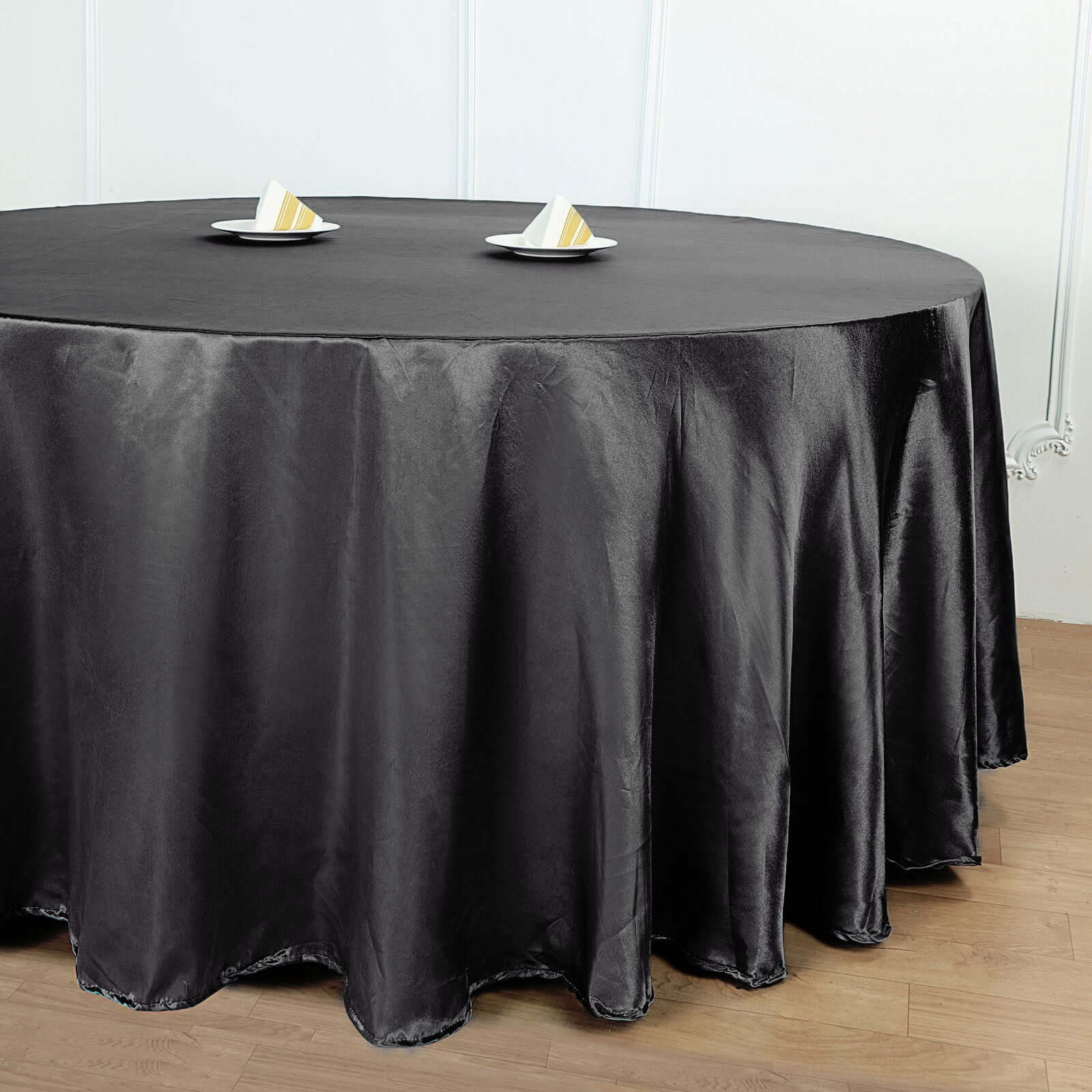 Satin 108" Round Tablecloth Black - Smooth and Lustrous Table Cover for Weddings & Events - NestOCart