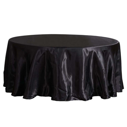 Satin 108" Round Tablecloth Black - Smooth and Lustrous Table Cover for Weddings & Events - NestOCart