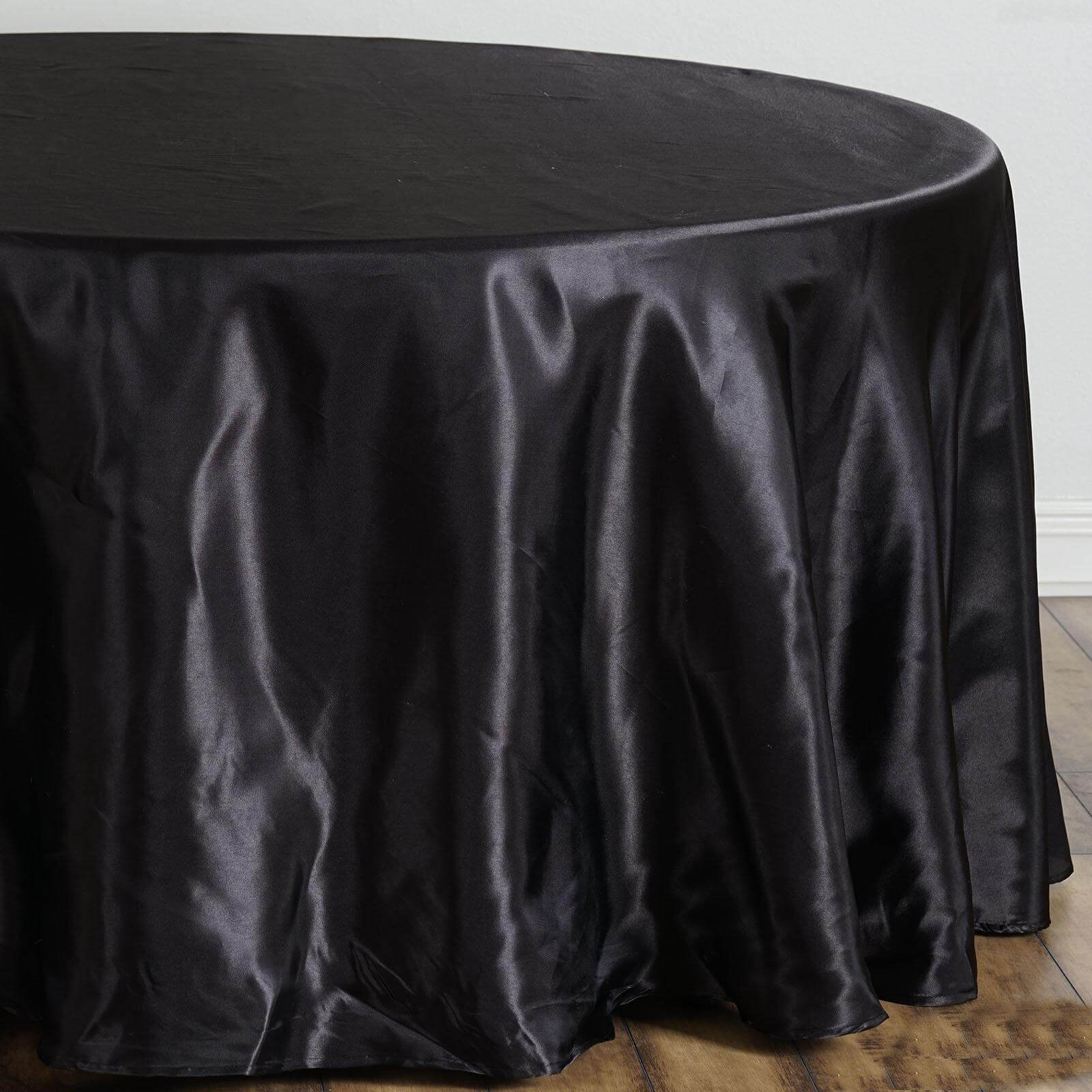 Satin 108" Round Tablecloth Black - Smooth and Lustrous Table Cover for Weddings & Events - NestOCart