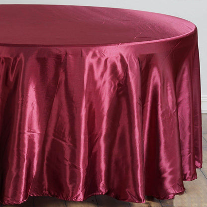 Satin 108" Round Tablecloth Burgundy - Smooth and Lustrous Table Cover - NestOCart