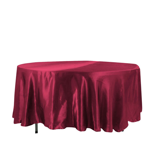 Satin 108" Round Tablecloth Burgundy - Smooth and Lustrous Table Cover - NestOCart