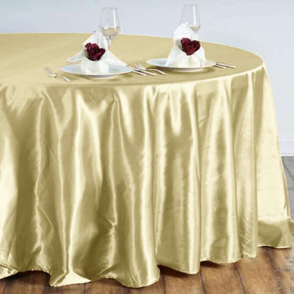 Satin 108" Round Tablecloth Champagne - Smooth and Lustrous Table Cover - NestOCart