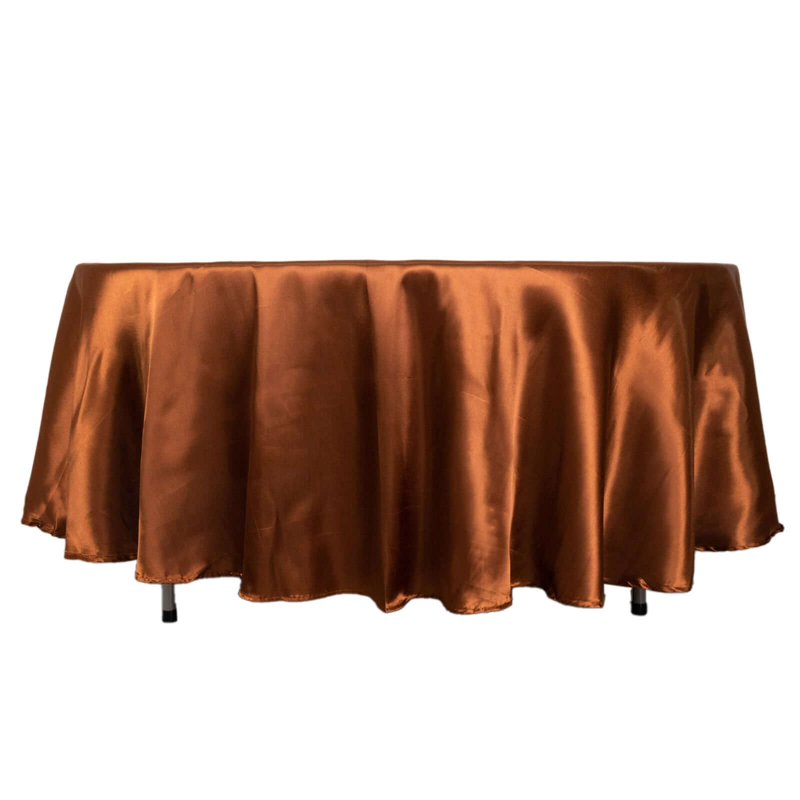Satin 108" Round Tablecloth Cinnamon Brown - Smooth and Lustrous Table Cover - Bell Racket Store