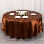 Satin 108" Round Tablecloth Cinnamon Brown - Smooth and Lustrous Table Cover - Bell Racket Store