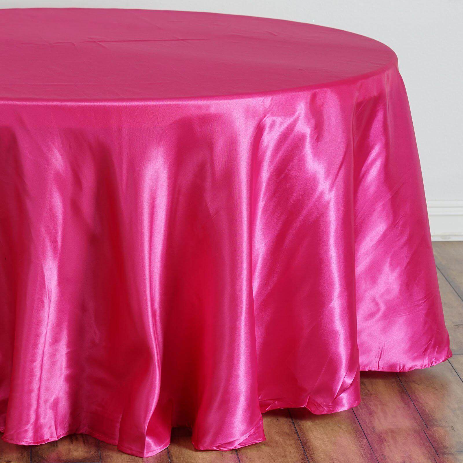 Satin 108" Round Tablecloth Fuchsia - Smooth and Lustrous Table Cover - NestOCart