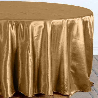 Satin 108" Round Tablecloth Gold - Smooth and Lustrous Table Cover for Weddings & Events - NestOCart