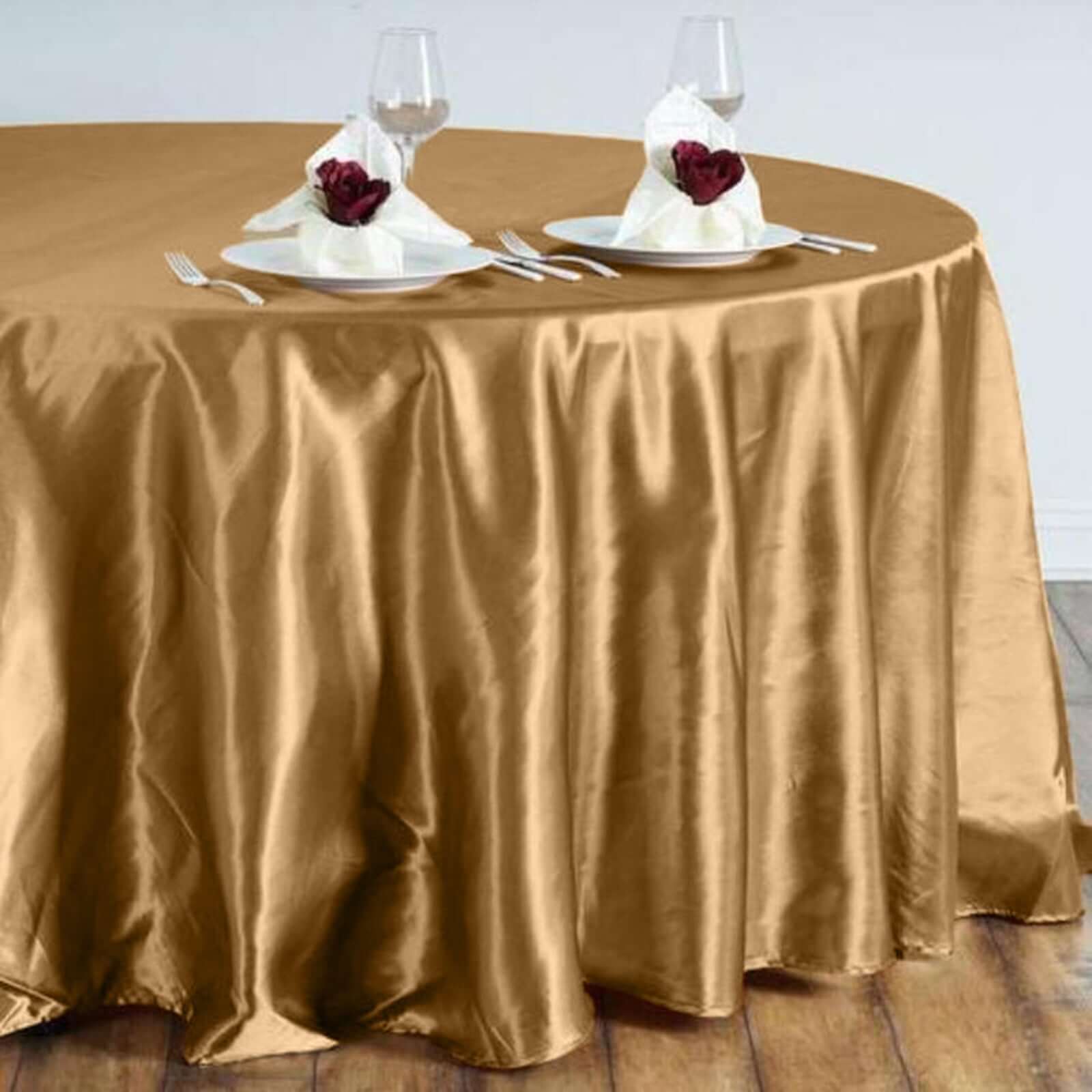 Satin 108" Round Tablecloth Gold - Smooth and Lustrous Table Cover for Weddings & Events - NestOCart