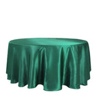 Satin 108" Round Tablecloth Hunter Emerald Green - Smooth and Lustrous Table Cover - Bell Racket Store
