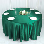 Satin 108" Round Tablecloth Hunter Emerald Green - Smooth and Lustrous Table Cover - Bell Racket Store