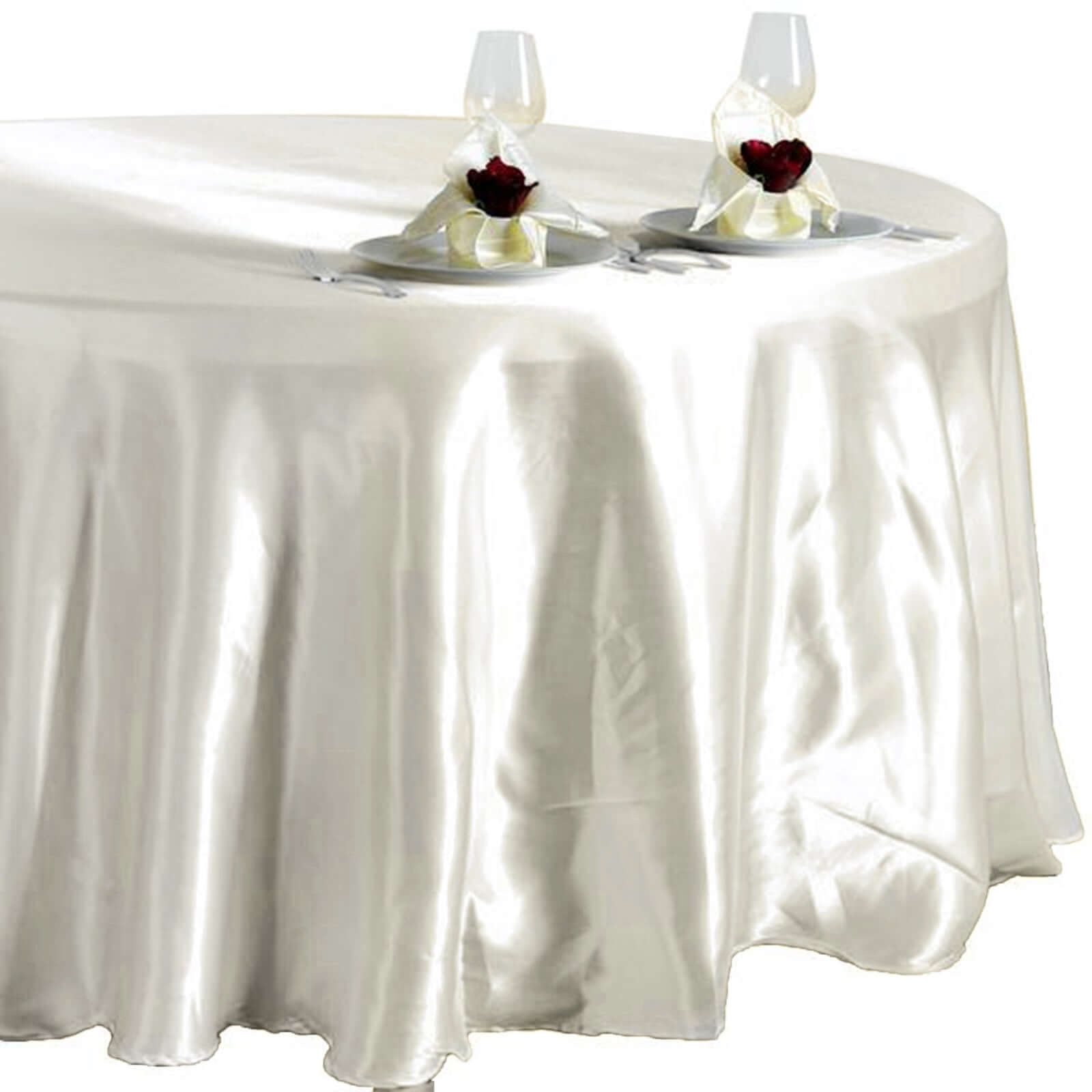 Satin 108" Round Tablecloth Ivory - Smooth and Lustrous Table Cover - NestOCart