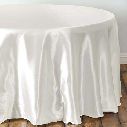 Satin 108" Round Tablecloth Ivory - Smooth and Lustrous Table Cover - NestOCart