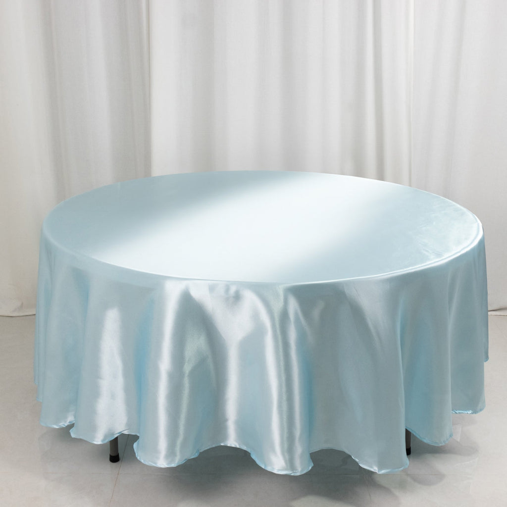 Satin 108" Round Tablecloth Light Blue - Smooth and Lustrous Table Cover - Bell Racket Store