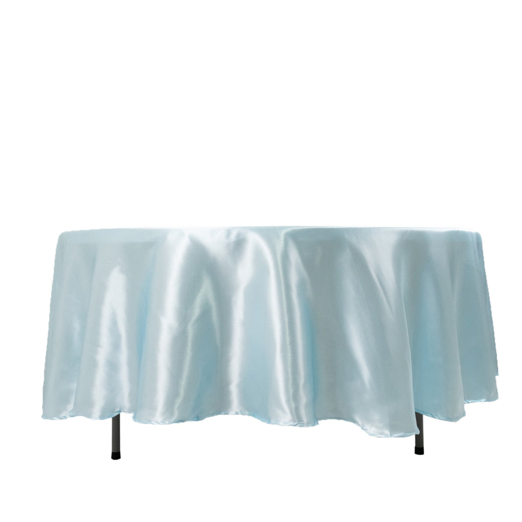 Satin 108" Round Tablecloth Light Blue - Smooth and Lustrous Table Cover - Bell Racket Store