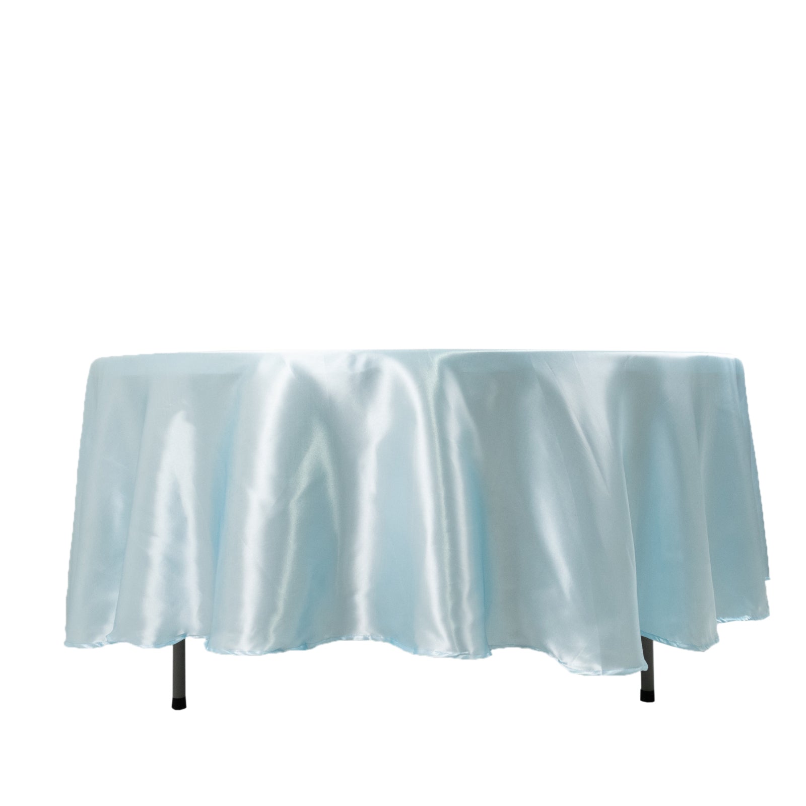 Satin 108" Round Tablecloth Light Blue - Smooth and Lustrous Table Cover - Bell Racket Store