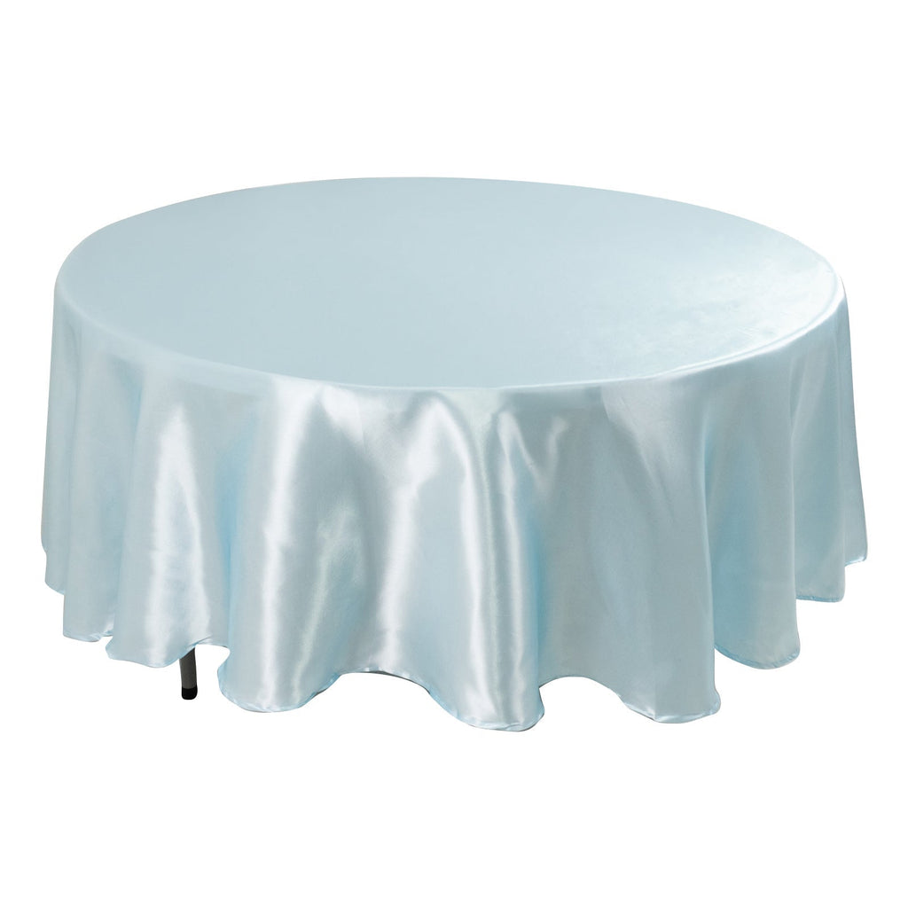 Satin 108" Round Tablecloth Light Blue - Smooth and Lustrous Table Cover - Bell Racket Store