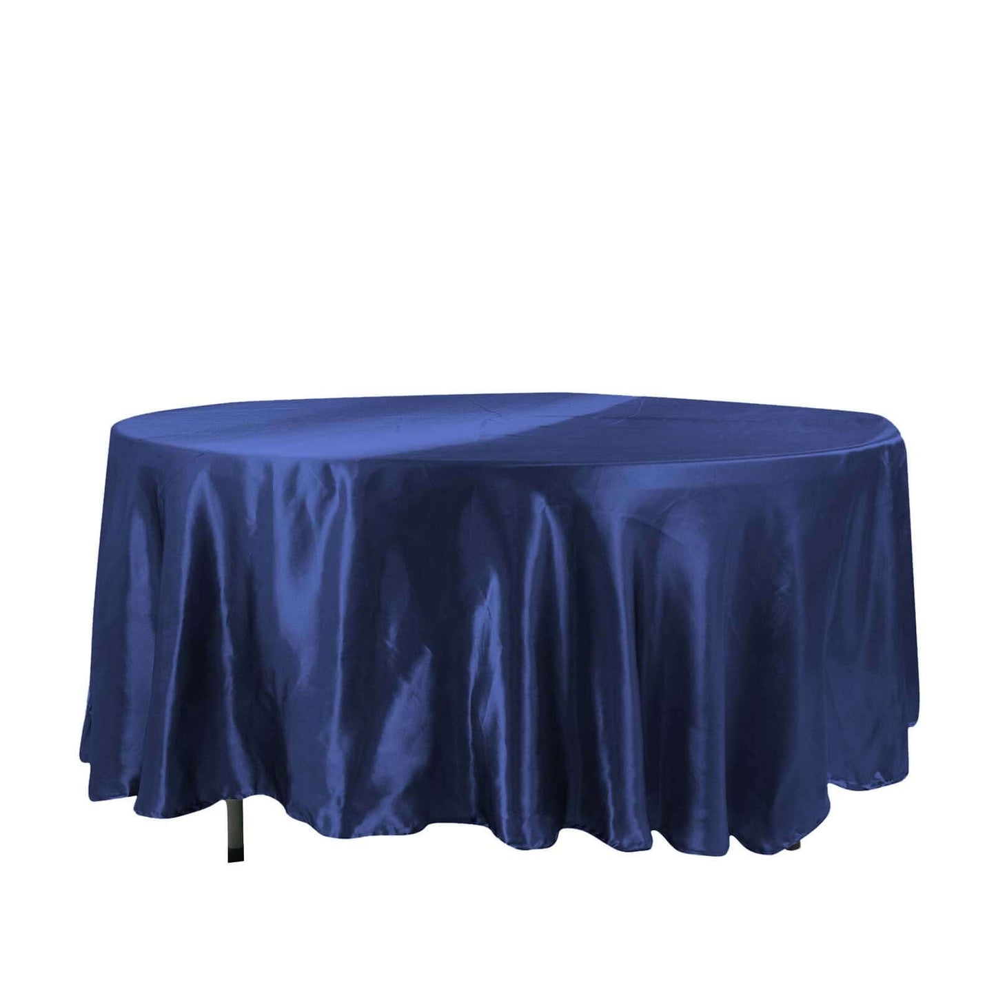 Satin 108" Round Tablecloth Navy Blue - Smooth and Lustrous Table Cover - NestOCart