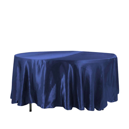 Satin 108" Round Tablecloth Navy Blue - Smooth and Lustrous Table Cover - NestOCart
