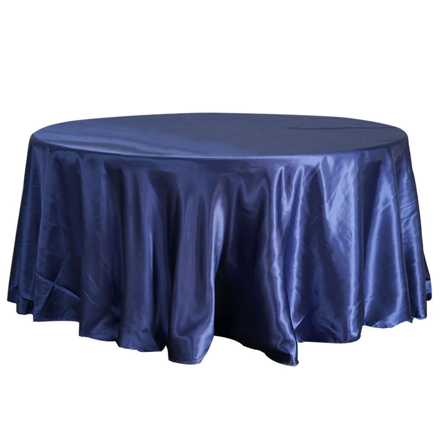 Satin 108" Round Tablecloth Navy Blue - Smooth and Lustrous Table Cover - NestOCart