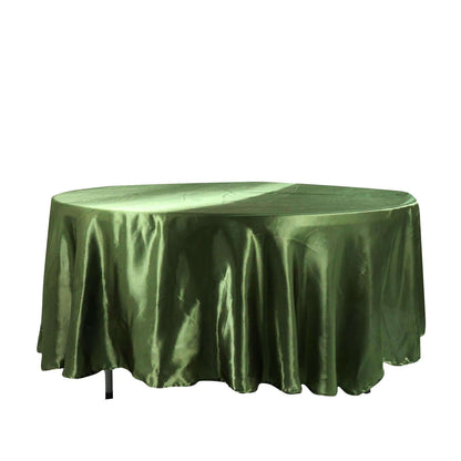 Satin 108" Round Tablecloth Olive Green - Smooth and Lustrous Table Cover - NestOCart