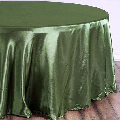 Satin 108" Round Tablecloth Olive Green - Smooth and Lustrous Table Cover - NestOCart