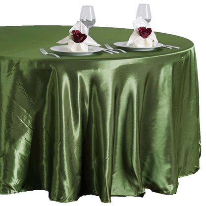 Satin 108" Round Tablecloth Olive Green - Smooth and Lustrous Table Cover - NestOCart